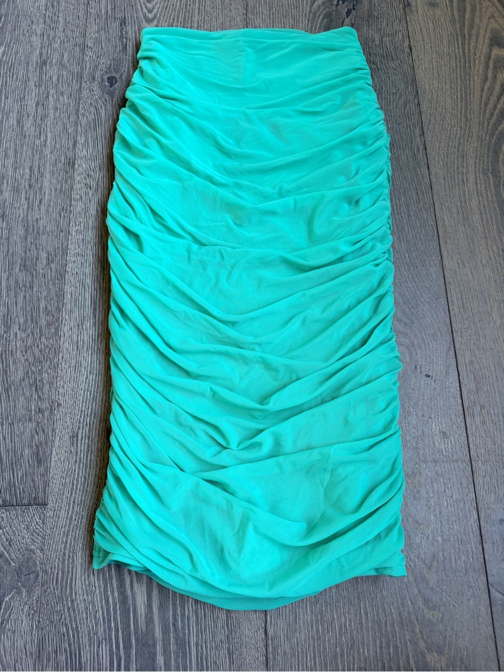 Exotica ExoticAthletica Jade Green Body Contouring Mesh Ruched Midi Skirt